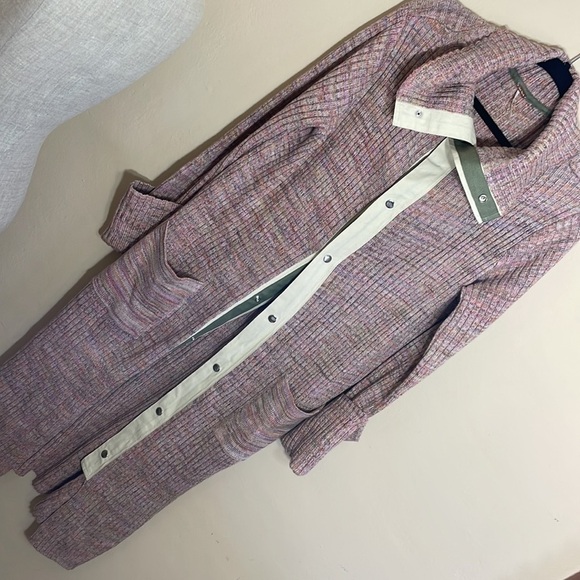 Free People Size L Under The Boardwalk Maxi Cardigan Sweater Ribbed knit - Picture 7 of 10